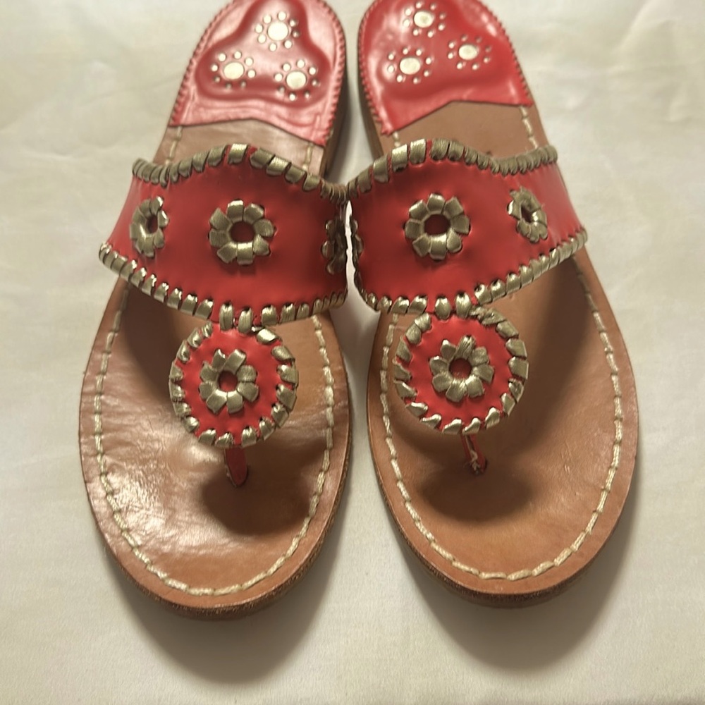 Fuchsia Pink & Silver Classic Jack‎ Rogers “Jacks” Sandals, size 8